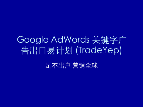 Google AdWords 关键字广告出口易计划精品PPT课件