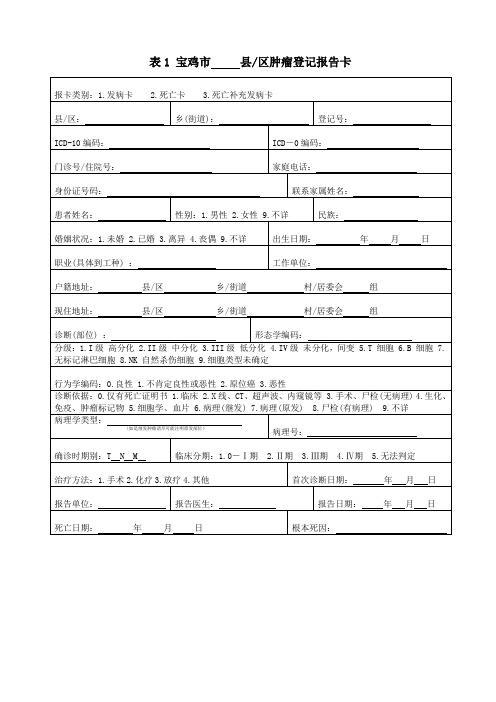 肿瘤登记、心脑血管事件报告表格 (2)