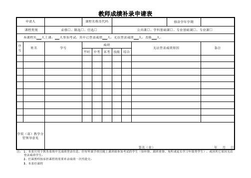 修改补录成绩申请表