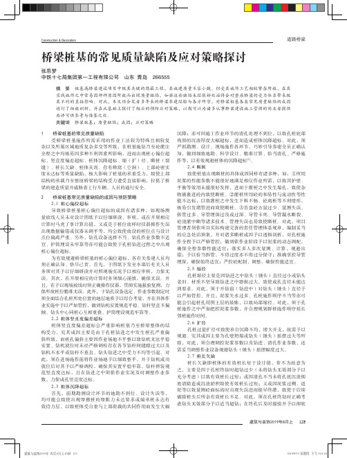 桥梁桩基的常见质量缺陷及应对策略探讨