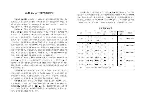 2009年征兵工作有关政策规定