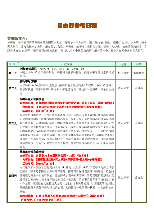 自由行参考日程