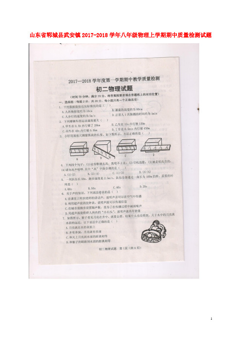 山东省郓城县武安镇八年级物理上学期期中质量检测试题