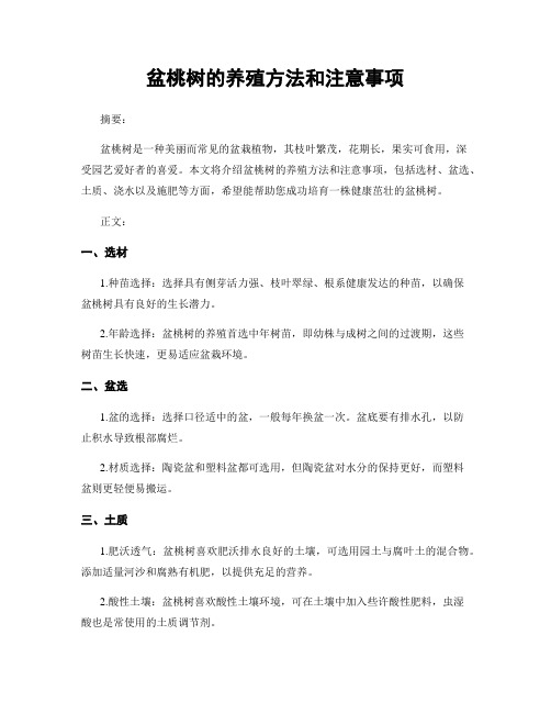 盆桃树的养殖方法和注意事项