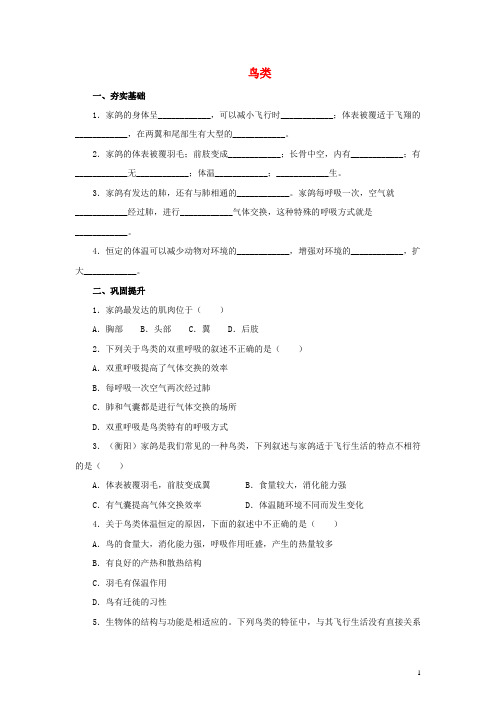 宾阳县师院附中七年级生物上册 第一单元 我们身边的生命世界 第四章 多种多样的动物 1.4.8 鸟