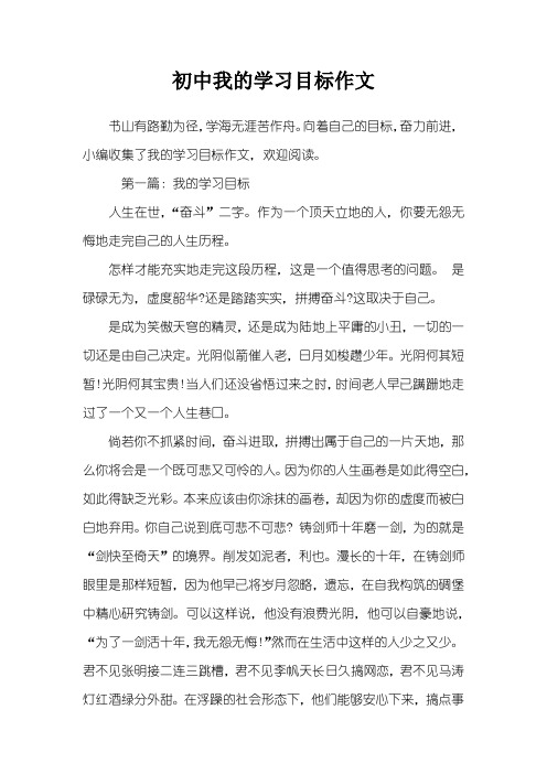 初中我的学习目标作文