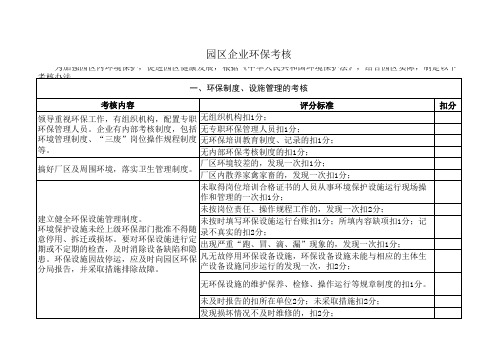 环保工作考核指标及评分办法