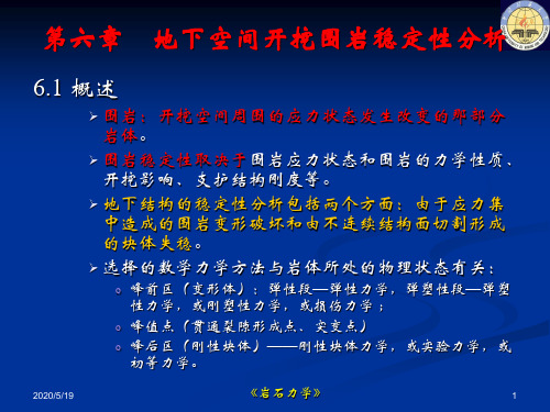 岩石力学 第六章 地下空间开挖围岩稳定性分析