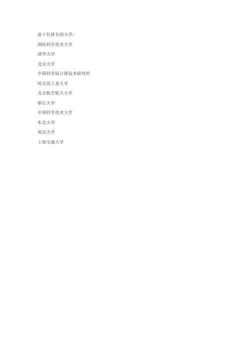 前十位排名的大学