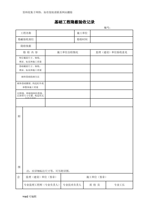 基础工程隐蔽验收记录教学提纲