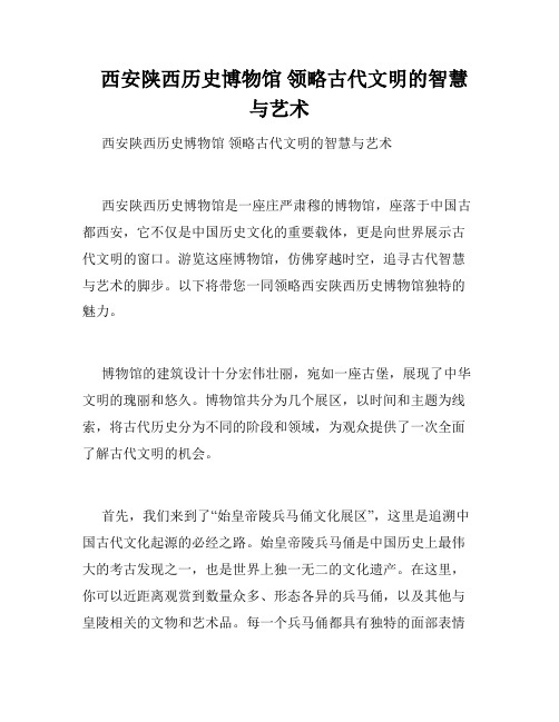 西安陕西历史博物馆 领略古代文明的智慧与艺术 