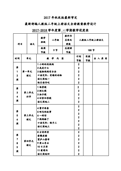 2017新版人教版小学二年级上册语文教案【全册】改编