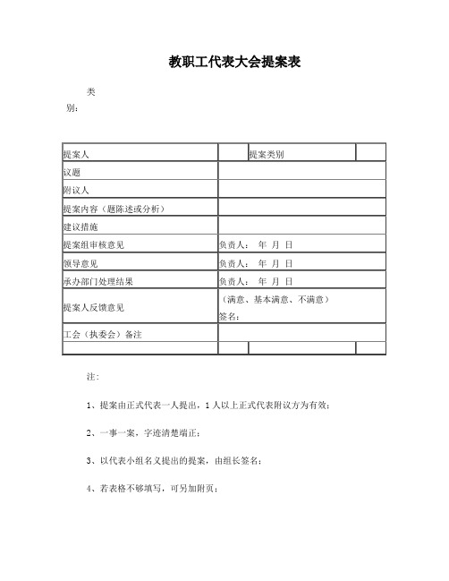 教职工代表大会提案表