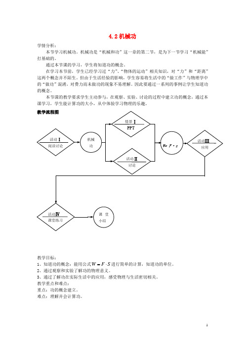 八年级物理下册4.2《机械功》教案(新版)上海教育版