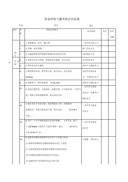 简易呼吸气囊考核标准