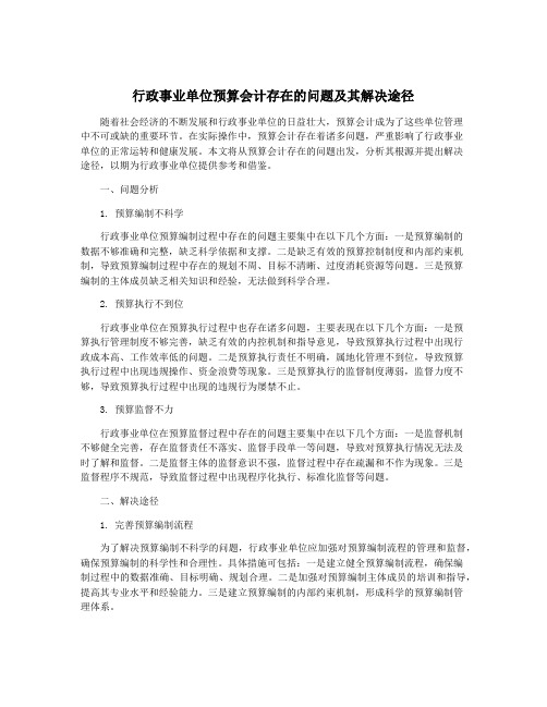 行政事业单位预算会计存在的问题及其解决途径