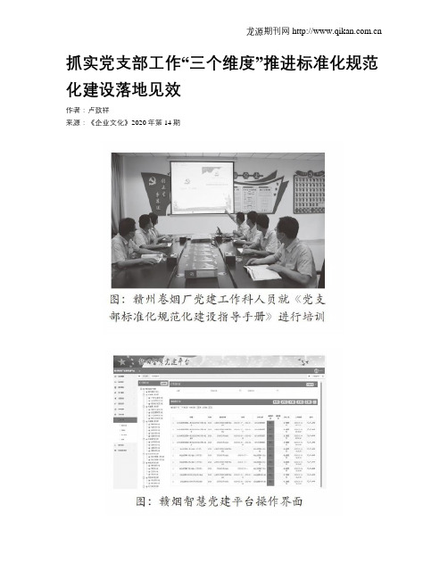 抓实党支部工作“三个维度”推进标准化规范化建设落地见效