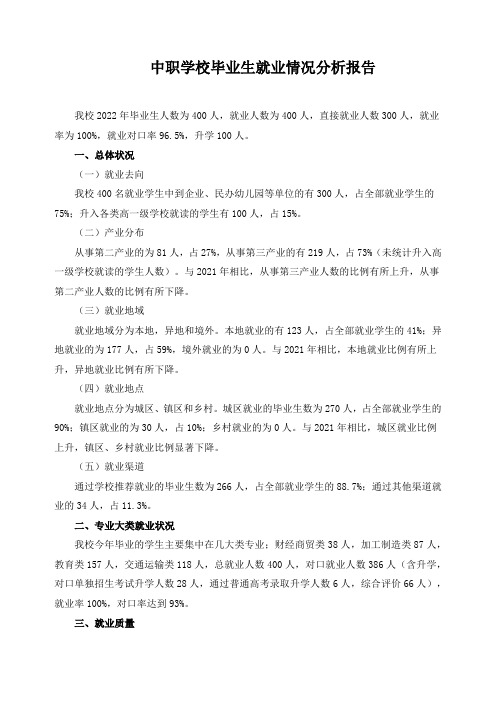 中职学校毕业生就业情况分析报告