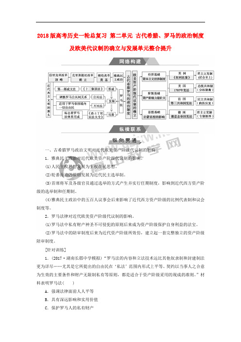 2018版高考历史一轮总复习 第二单元 古代希腊、罗马的政治制度及欧美代议制的确立与发展单元整合提升