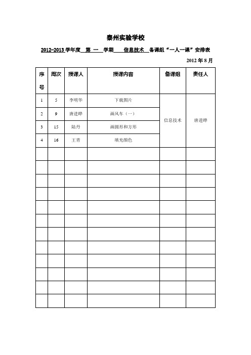 信息技术集体备课、一人一课表