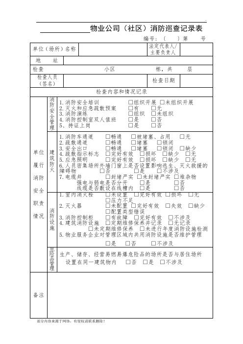 物业消防巡查记录表