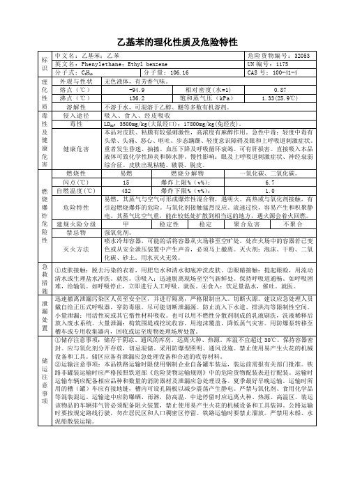 乙基苯的理化性质及危险特性