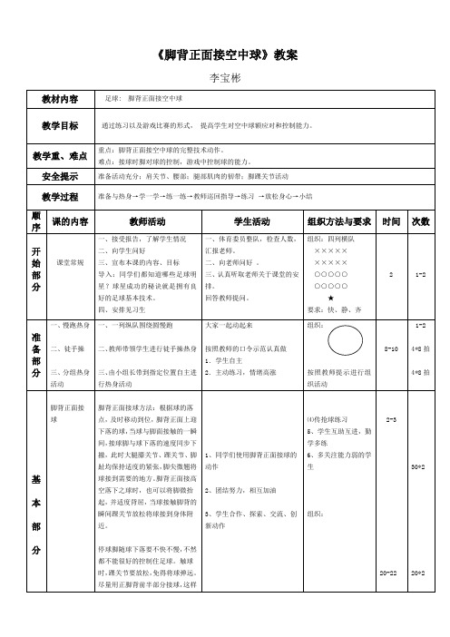 第四课 脚背正面接空中球