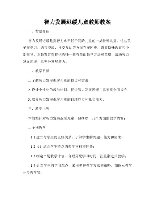 智力发展迟缓儿童教师教案