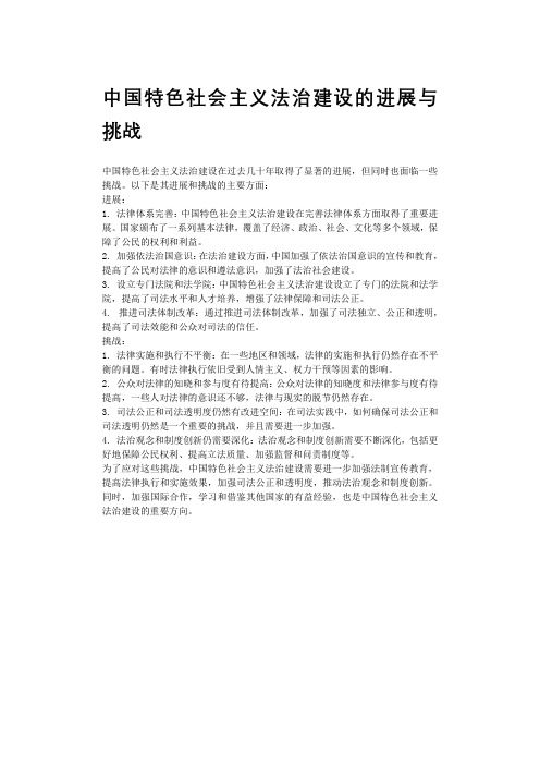 中国特色社会主义法治建设的进展与挑战