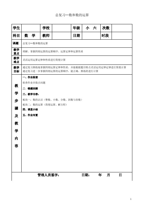 六年级下册数学 人教版 总复习--数和数的运算