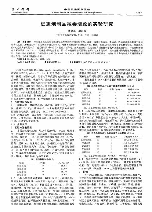 远志炮制品减毒增效的实验研究