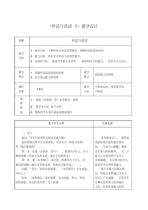 《听话与说话1》教学设计