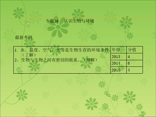 广东省人教版2016年初中生物中考复习课件  专题16  认识生物与环境(共14张PPT)