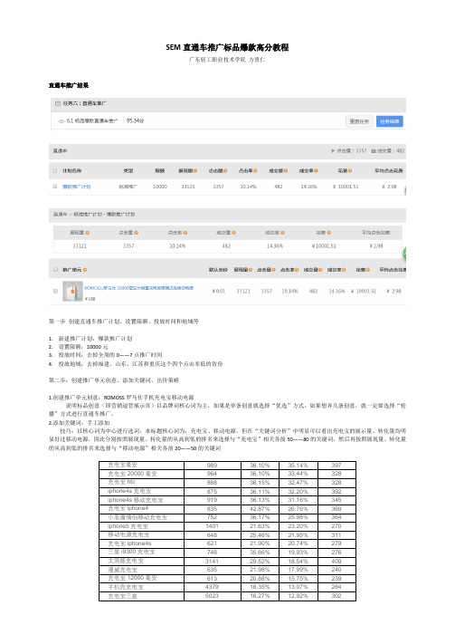 SEM推广直通车推广标品爆款高分教程()