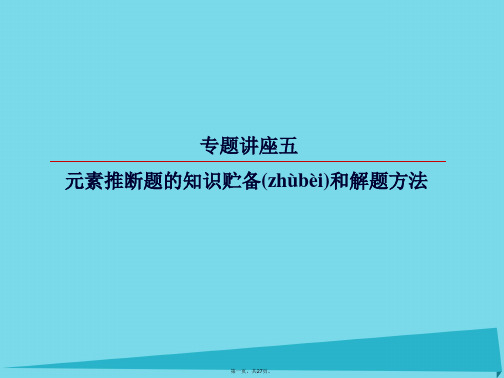 高考化学总复习专题讲座5元素推断题的知识贮备和解题方法课件