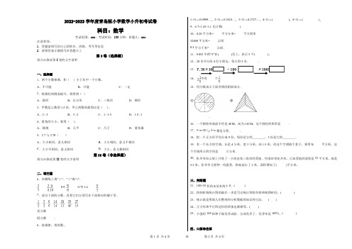 2022-2023学年度青岛版小学数学小升初考试卷