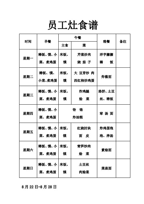 员工灶食谱