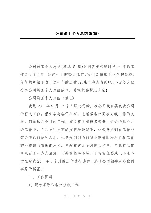 公司员工个人总结(5篇)