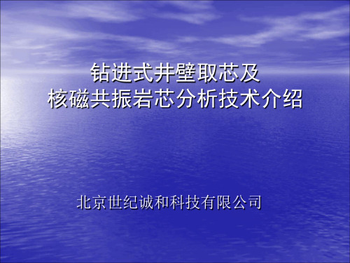 钻进式井壁取芯技术(核磁)简介资料