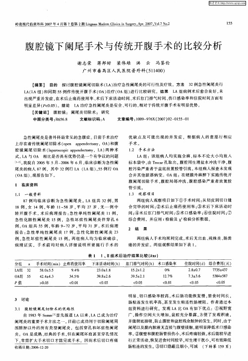 腹腔镜下阑尾手术与传统开腹手术的比较分析