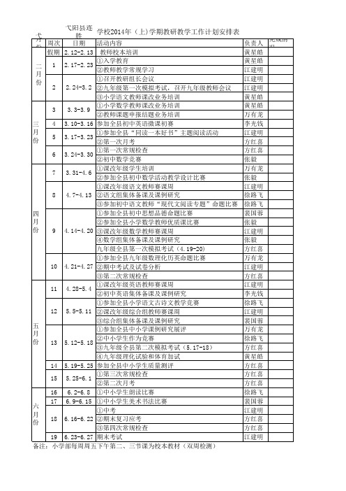 2014教研组行事历