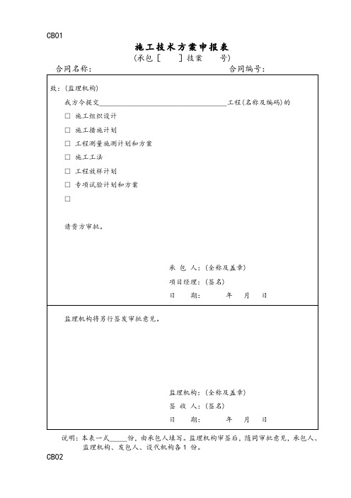 最全水利工程施工单位常用表格CB格式