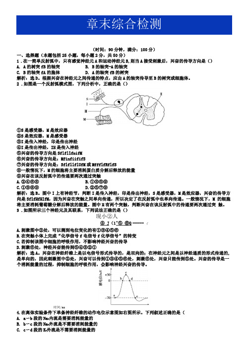 人教版生物必修三-章末综合检测含答案