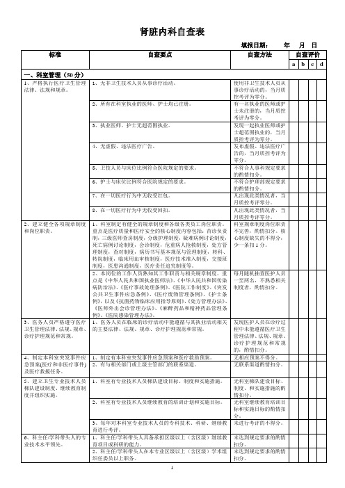 肾脏内科自查表