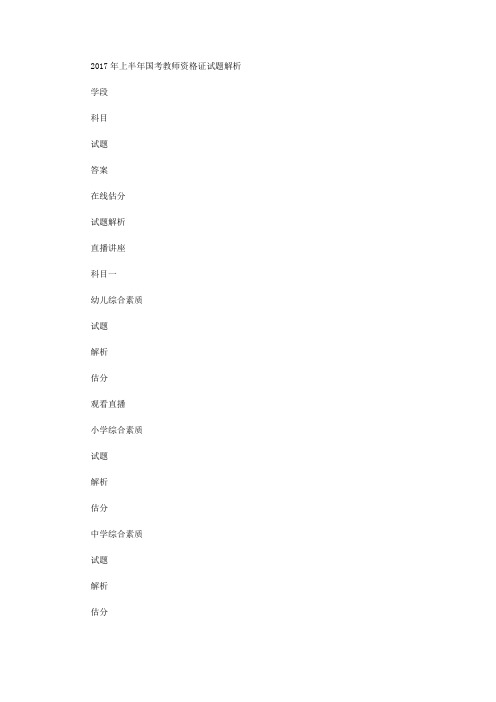 【教师资格考试】2017年上半年教师资格证考试试题及答案汇总