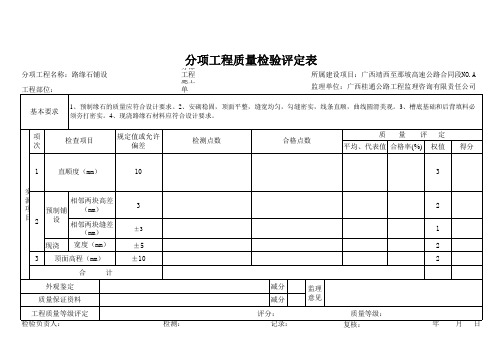 路缘石评定表