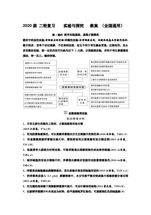 2020届 二轮复习  实验与探究  教案 (全国通用)