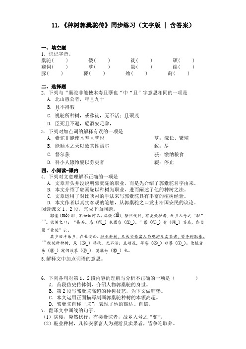 《种树郭橐驼传》同步练习