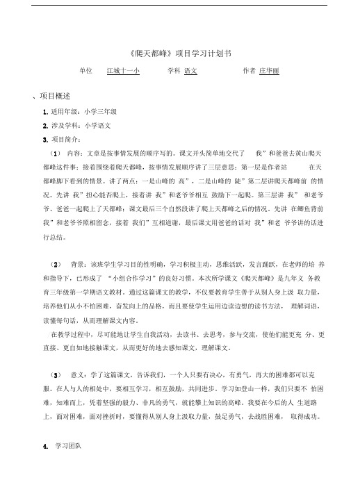 庄华丽模块八项目学习计划书