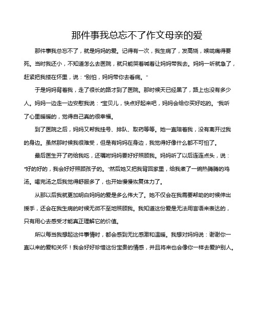 那件事我总忘不了作文母亲的爱